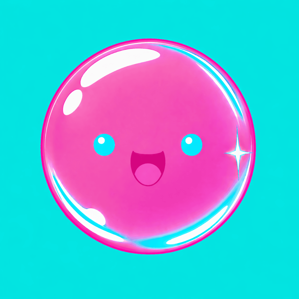 Gumdrop app icon — a glossy pink bubble with a smiling face